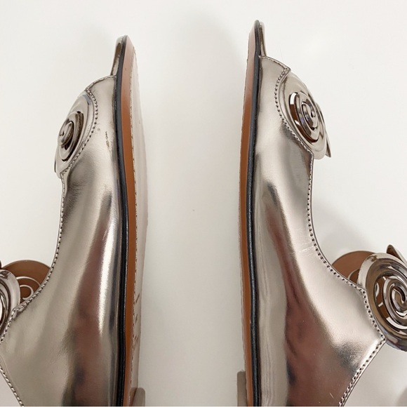 Alaia Rhodium Flat Sandals Gladiator Zip Up Metallic - Picture 8 of 10